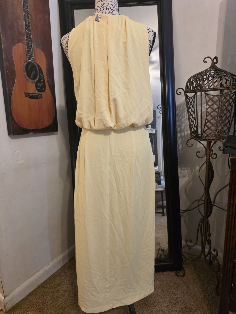 Zara Pale Yellow Halter Maxi Dress
